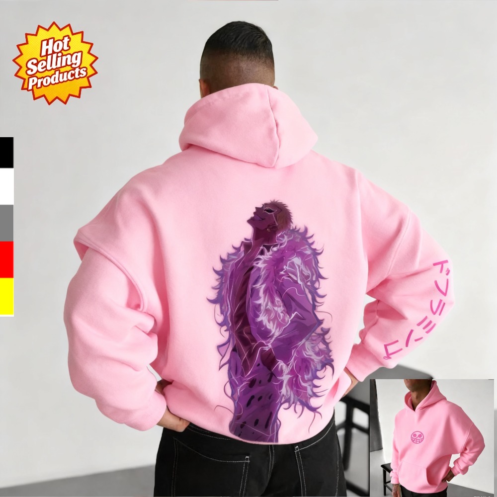 Anime Merchandise Store Japan - ワンピースパーカー ドンキホーテ・ドフラミンゴ 新しいスウェットシャツ男性女性 Y2k オーバーサイズルーズフィットコンフォートストリートウェアユニセックス秋冬 ​