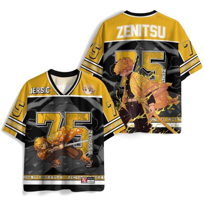 Anime Merchandise Clothes - 2026 夏新作デーモンスレイヤー ゼニツ アニメジャージ、ファッショナブルな V ネック半袖、ユニセックス、子供用スポーツとカジュアル
