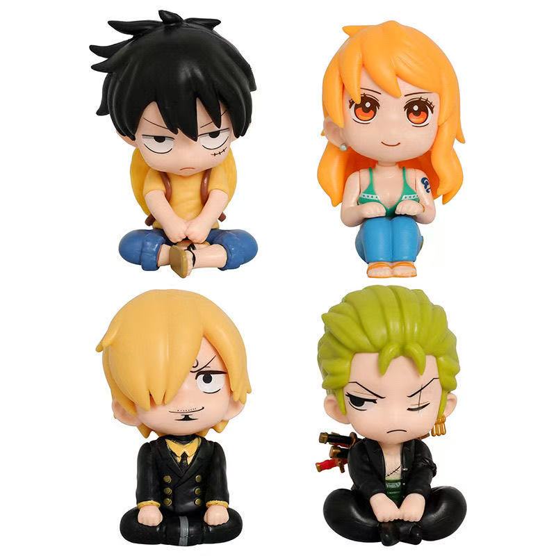 Zoro Anime Merchandise - ワンピースアニメ 9.5 センチメートルアクションフィギュア-Q バージョンかわいいルフィ/ゾロナミ/サンジ PVC グッズモデルおもちゃ