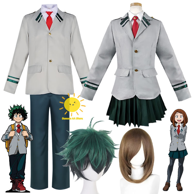 Top Anime Merchandise - アニメ緑谷出久お茶子うららくコスプレ僕のヒーローアカデミアコスプレ衣装制服エカレットネクタイスーツハロウィンコスユニセックス