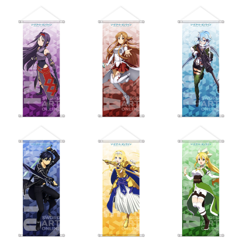 Anime Poster Print - ソードアートオンラインアニメ周辺機器アスナキリトシノアリスかわいいポスターキャンバス壁アート写真装飾誕生日ギフト