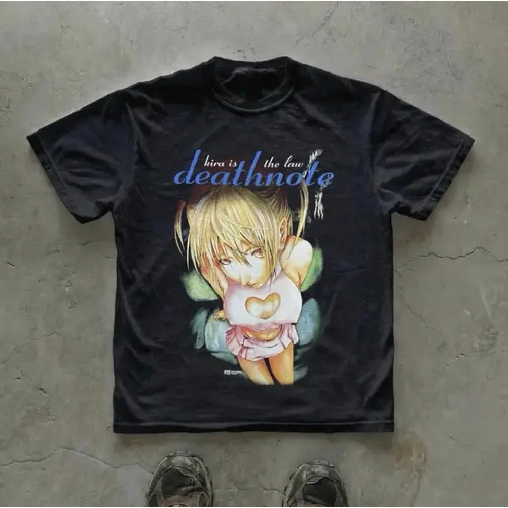 Anime Merchandise Clothes - Misa Is The Law Tシャツ、デスノートアニメTシャツ、ギフトシャツ、ユニセックスヴィンテージグラフィックTシャツ、ゴシックグランジY2kエモシーンアミティアフィクションスタイル服、男性女性ストリートウェア