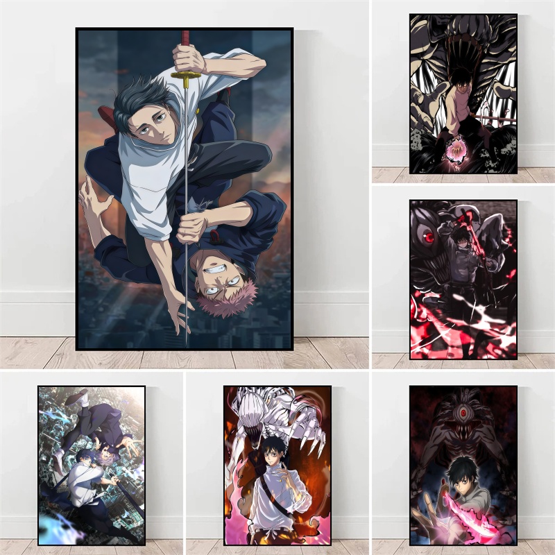 Anime Poster Print - 呪術廻戦 呪術廻戦 極悪少年ユタ・オコツ＆伏黒恵 キャンバスウォールアート アニメポスタープリント 寝室の家の装飾用