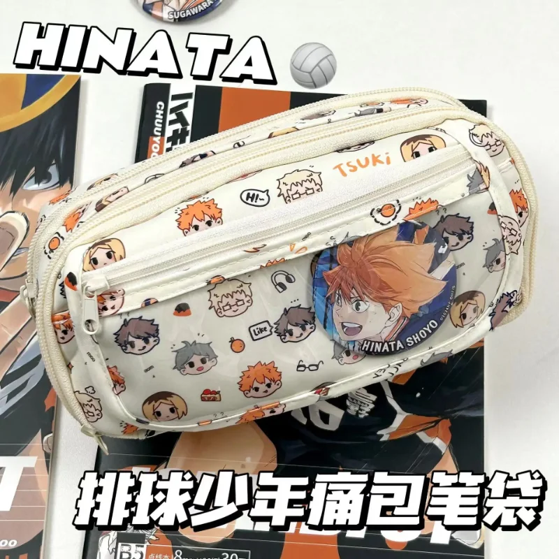 Anime Merchandise Bag - アニメ ハイキュー!! 痛絵柄のかわいいペンケース、漫画風文房具ホルダーバッグ、子供用ペンケース、学生用学用品ギフト