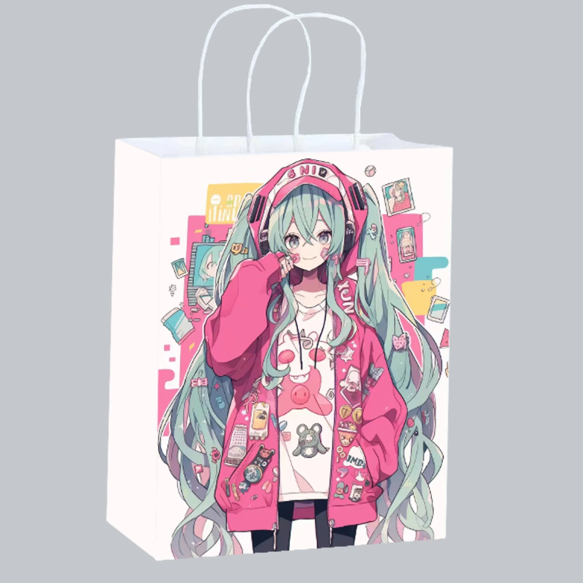かわいいアニメ初音ミク紙製トートバッグ、リサイクル可能なギフ - Anime Merchandise Bag のレビューと価格