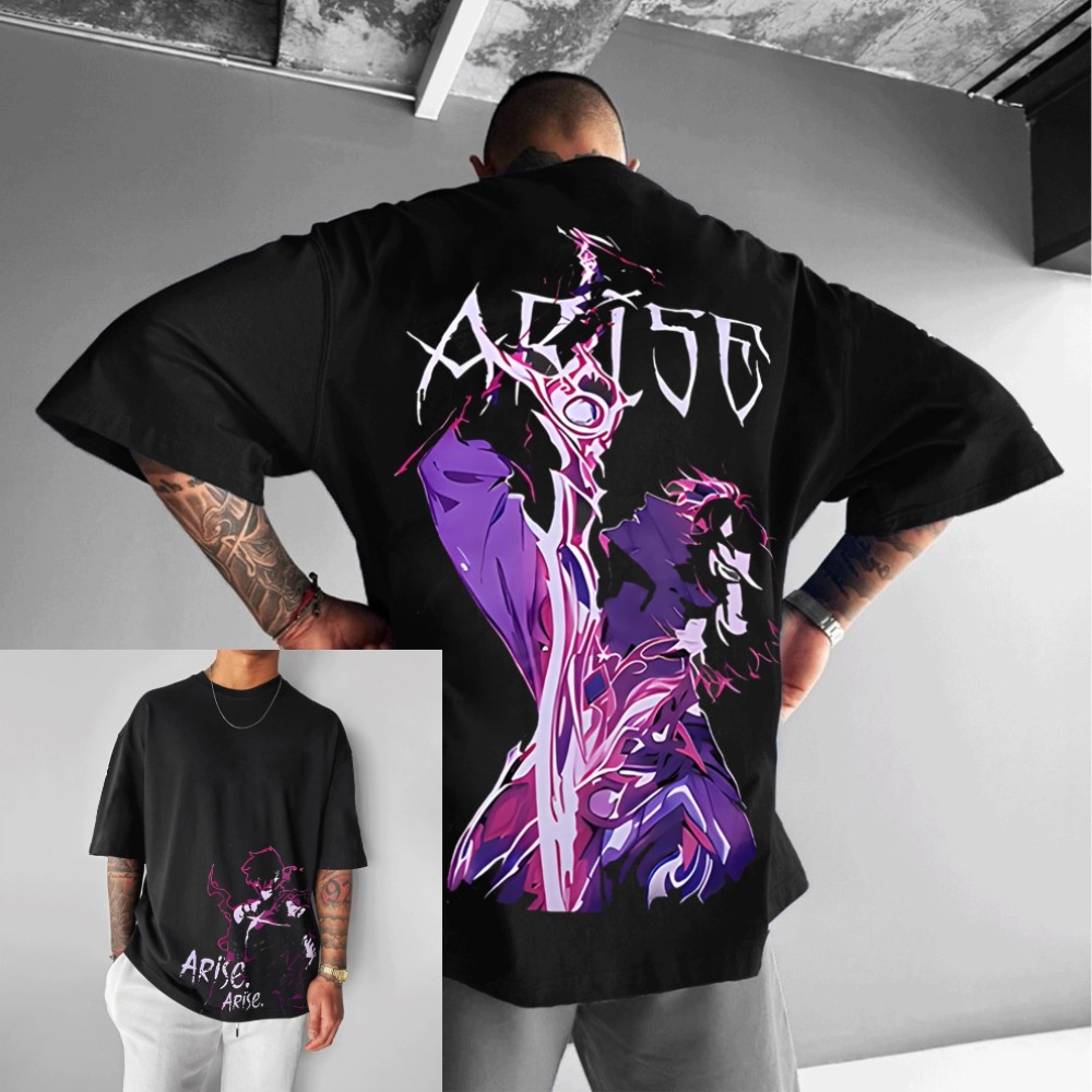 アニメソロレベルリングアライズプリント特大メンズ Tシャツ夏 - Anime Merchandise Store Japan のレビューと価格