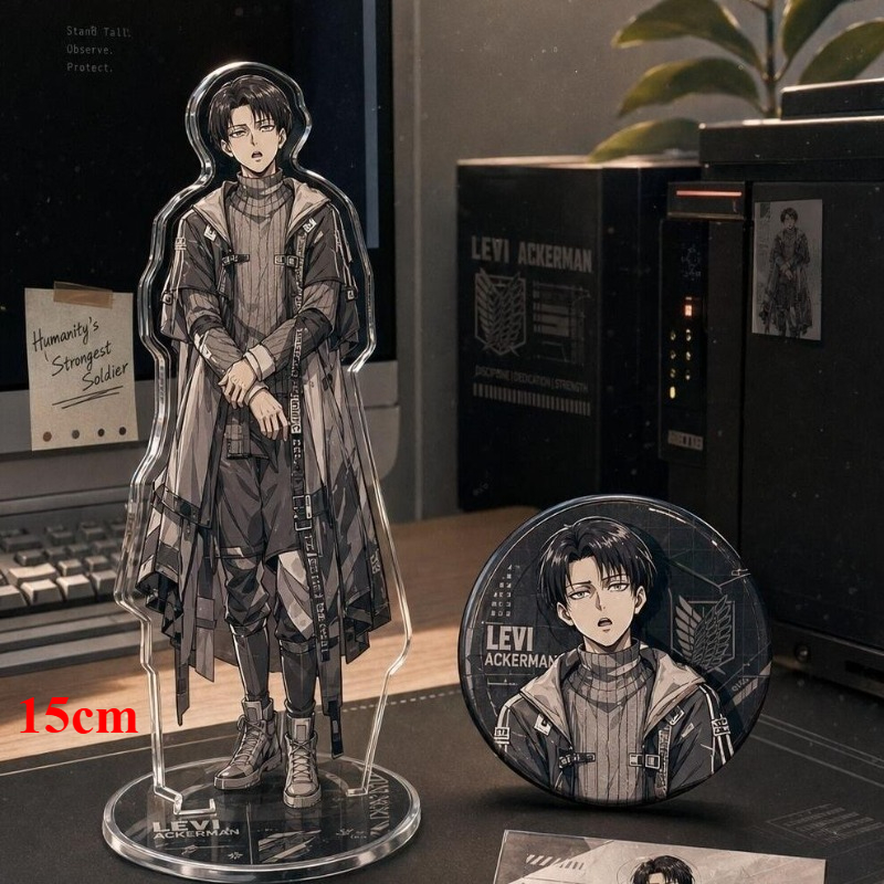 リヴァイ・アッカーマン アクリルスタンドフィギュアバッジセッ - Windbreaker Anime Merchandise のレビューと価格