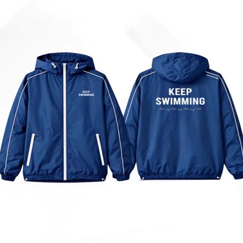 Kpop キープスイミングプリントジッパーブルーフード付きウ - Windbreaker Anime Merchandise のレビューと価格