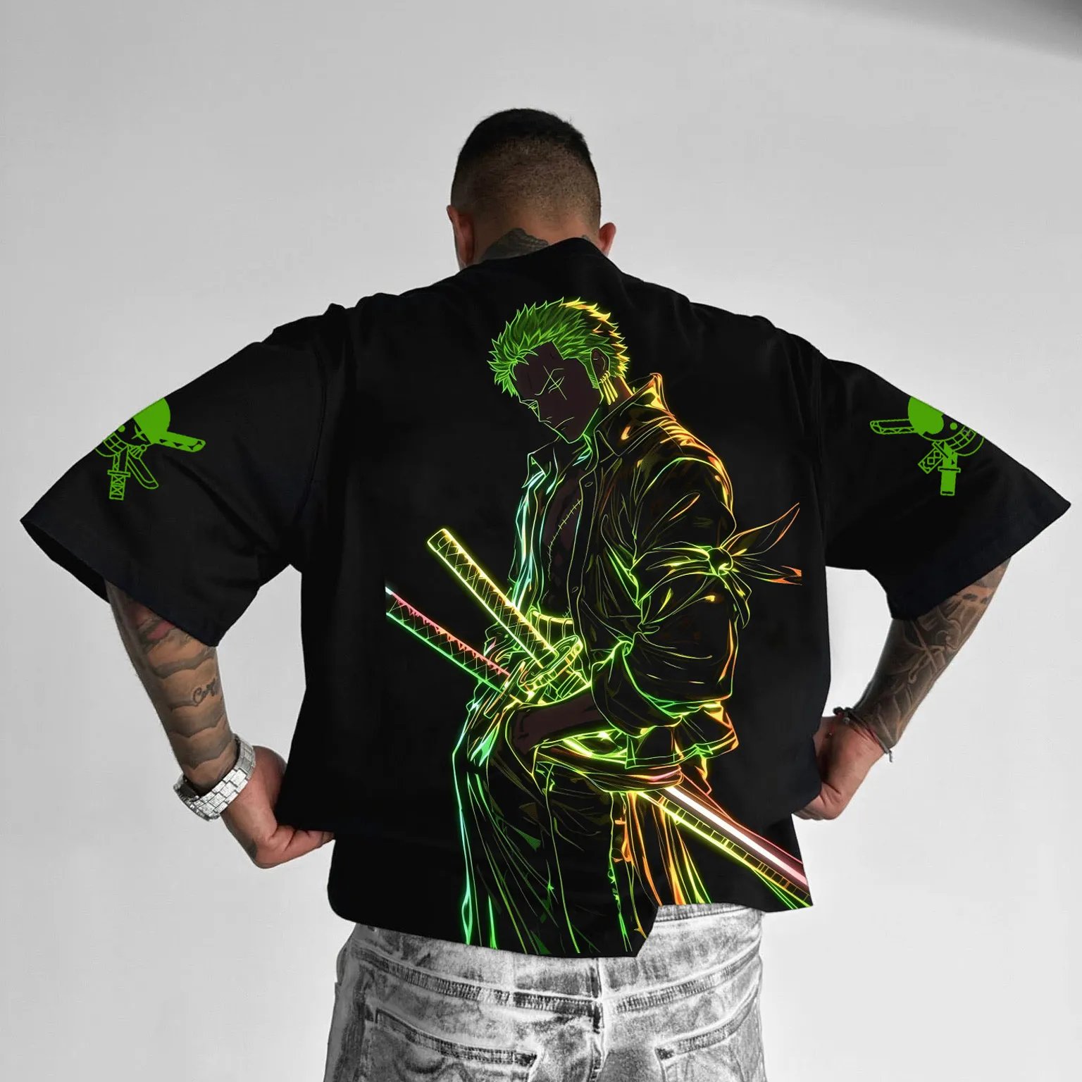 アニメワンピースルフィゾログラフィック Tシャツ男性女性スト - Zoro Anime Merchandise のレビューと価格