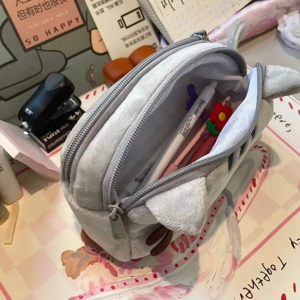 かわいいプシーンペンシルケース、漫画風の太った猫、大容量学生 - Anime Merchandise Bag のレビューと価格